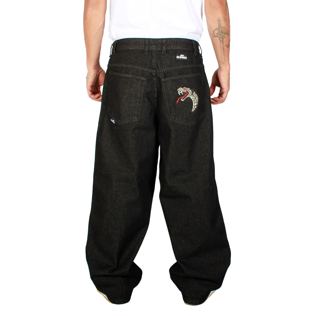 JEANS EXTRA BAGGY OLD TREE - NEGRO SILVER SERPIENTE