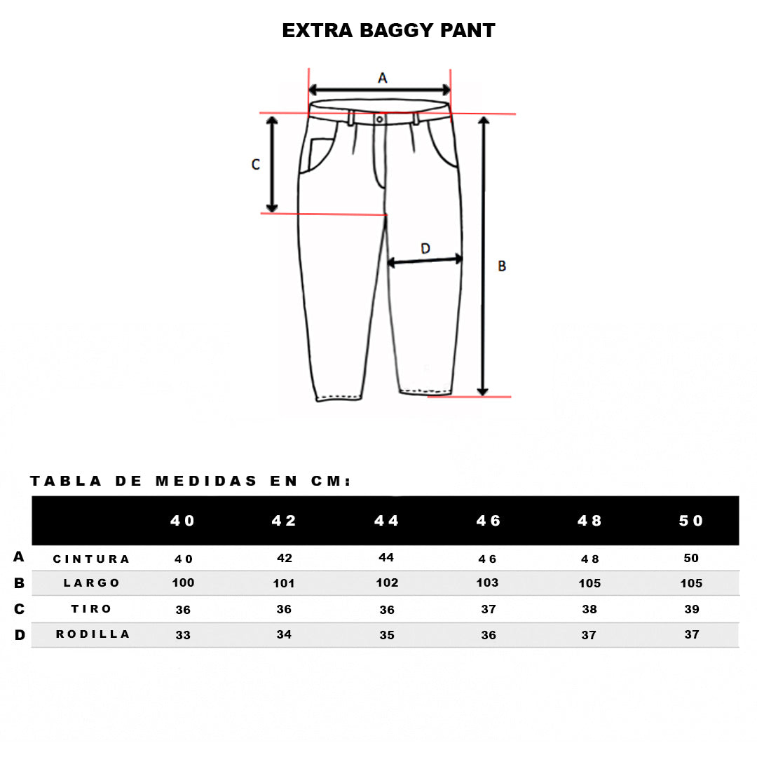 JEANS EXTRA BAGGY OLD TREE - NEGRO SILVER SERPIENTE