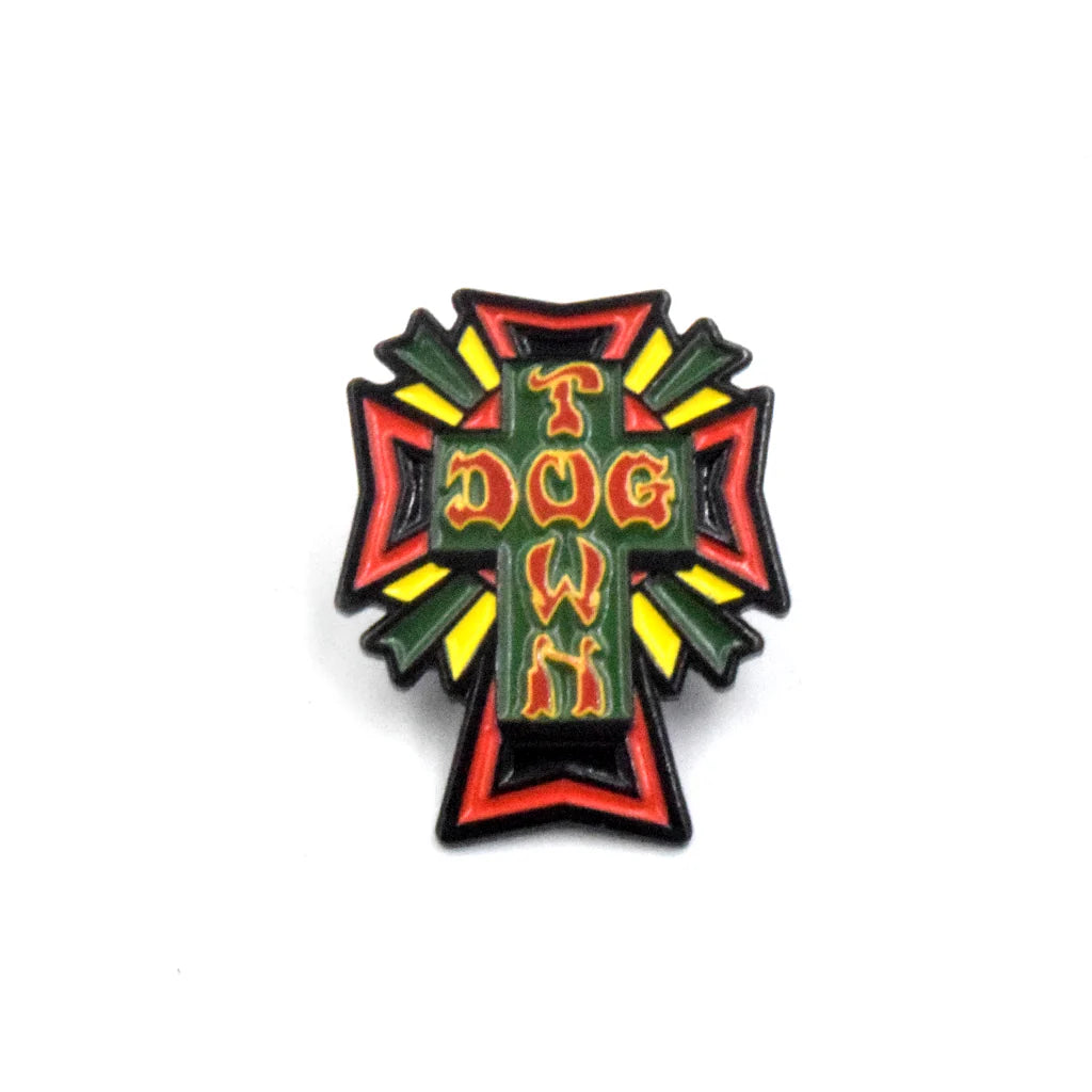PIN DOGTOWN - CROSS LOGO RASTA