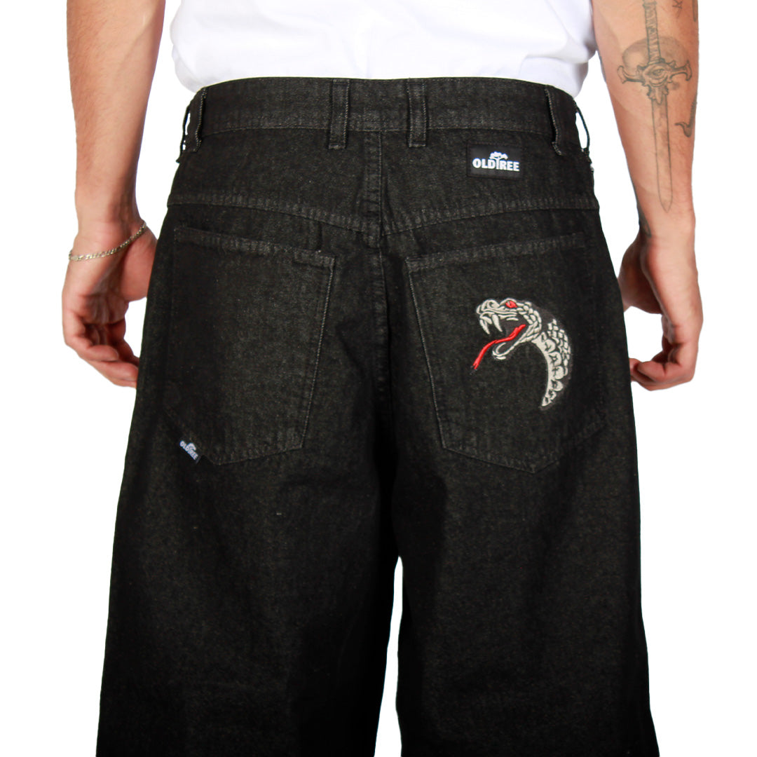 JEANS EXTRA BAGGY OLD TREE - NEGRO SILVER SERPIENTE