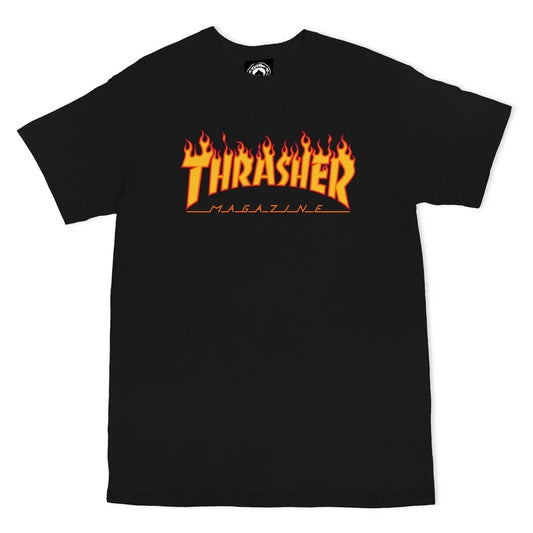 POLERA THRASHER - FLAME LOGO BLACK