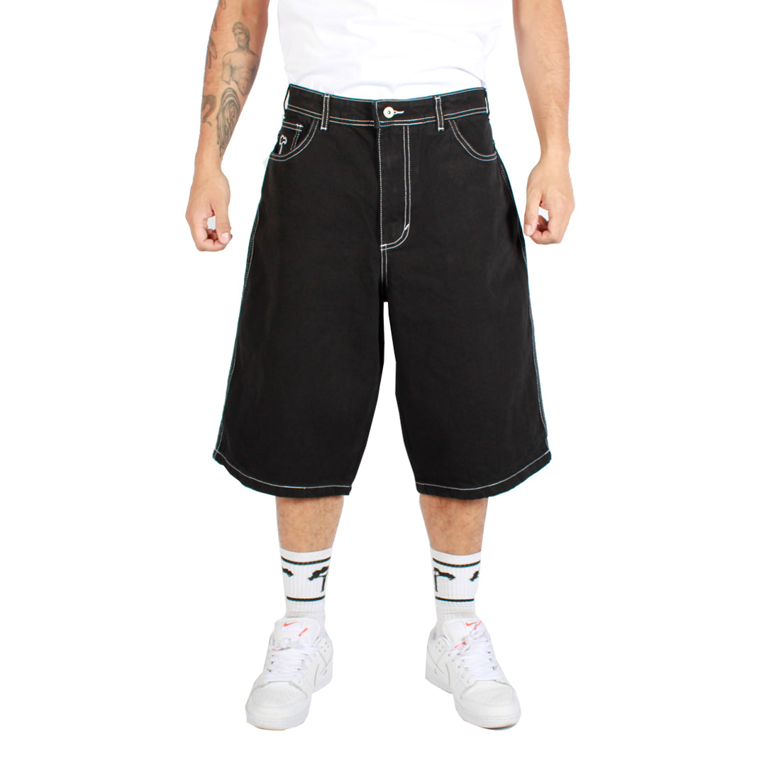 SHORTS OLD TREE - EXTRA BAGGY NEGRO CONTRAST