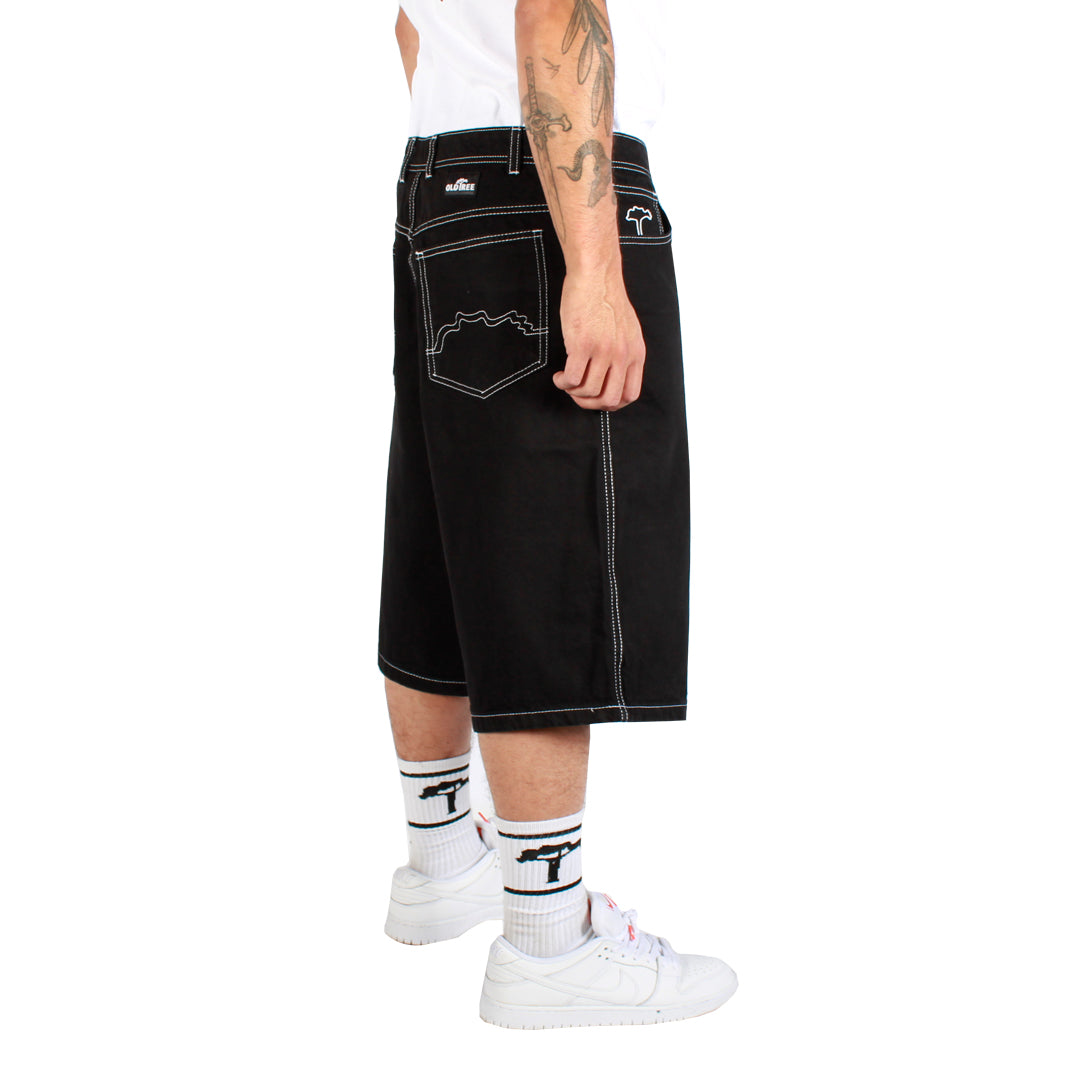SHORTS OLD TREE - EXTRA BAGGY NEGRO CONTRAST