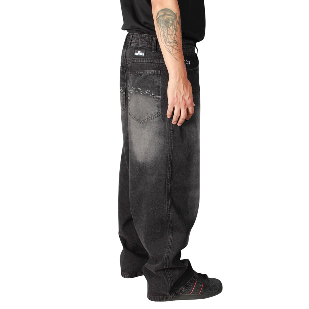 JEANS OLD TREE - EXTRA BAGGY NEGRO SILVER FOCALIZADO
