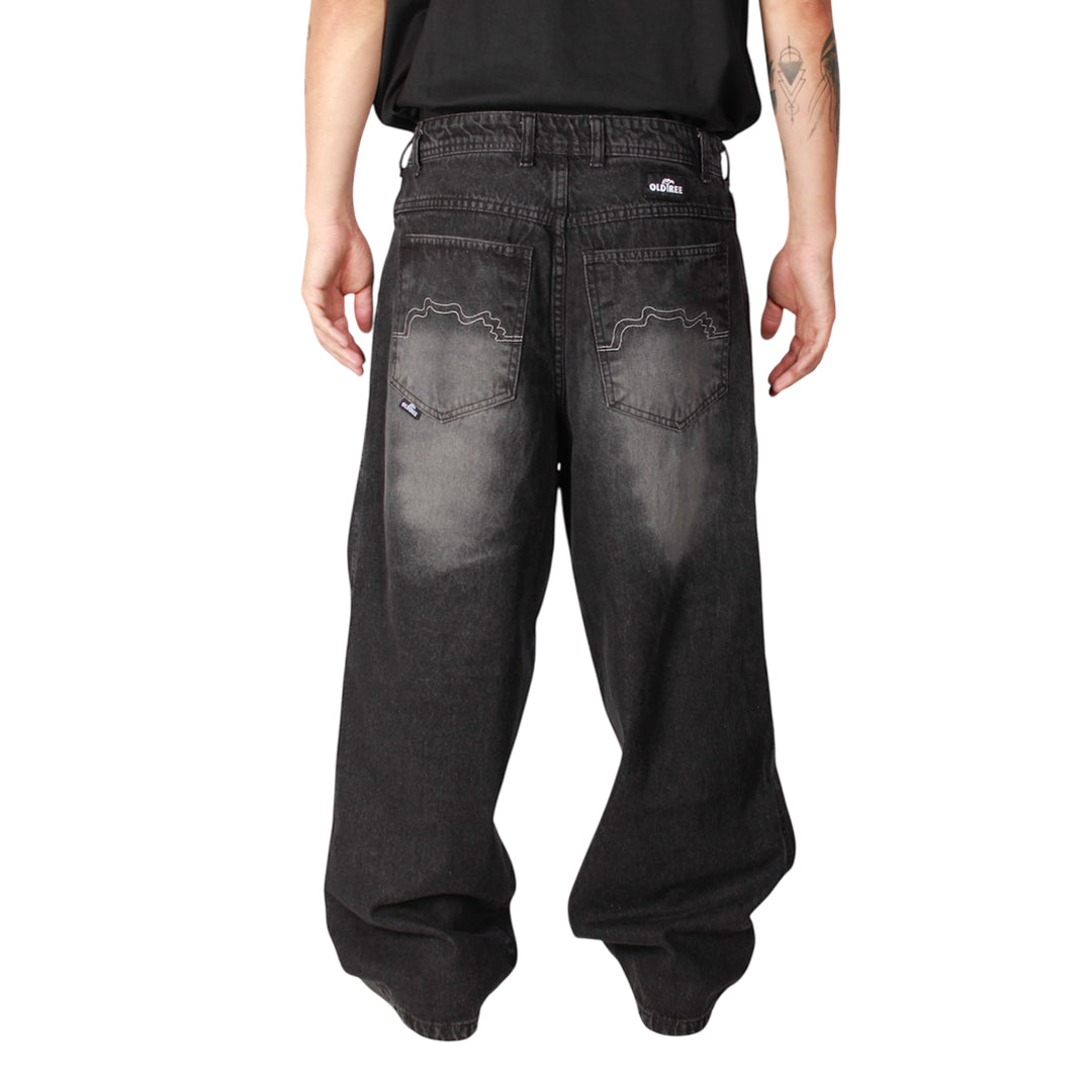 JEANS OLD TREE - EXTRA BAGGY NEGRO SILVER FOCALIZADO