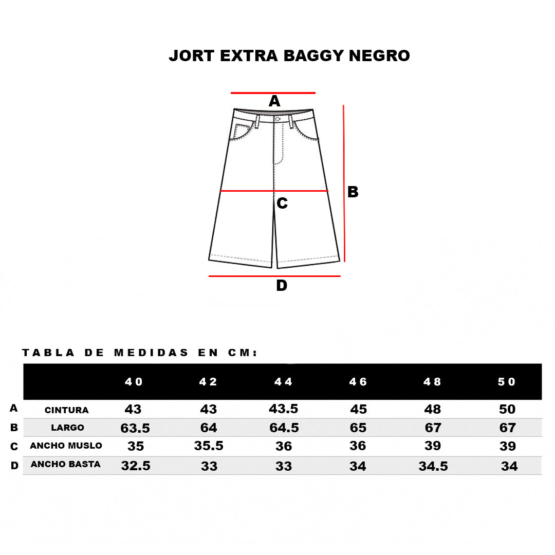 SHORTS OLD TREE - EXTRA BAGGY NEGRO CONTRAST